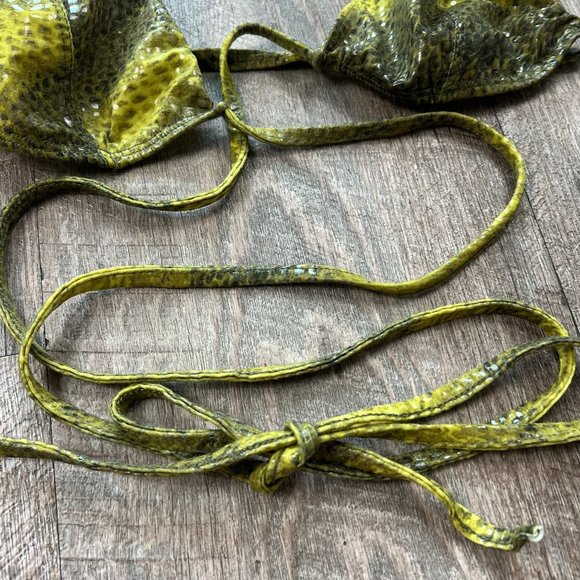 Sauvage Green Shiny Wrap Thong Bikini Set - Picture 10 of 15